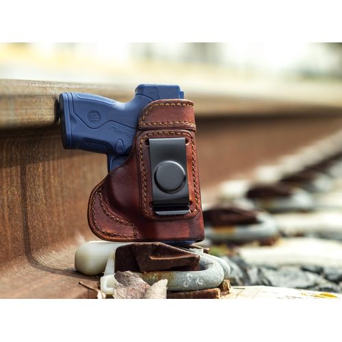 OUTBAGS USA LS3NANO (Brown-Right) Full Grain Heavy Leather IWB Conceal Carry Gun Holster for Beretta Nano 9mm. Handcrafted in USA.