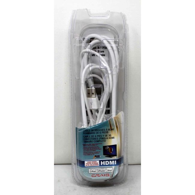 Craig Electronics Cable Full Size HDMI 6-Foot 30-Pin