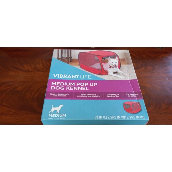 Vibrant Life Soft-Sided Pop-Up Mesh Pet Kennel for Dogs Medium Up to 40lb