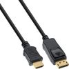 InLine 17184 DisplayPort zu HDMI Konverter Kabel, schwarz, 1,5m