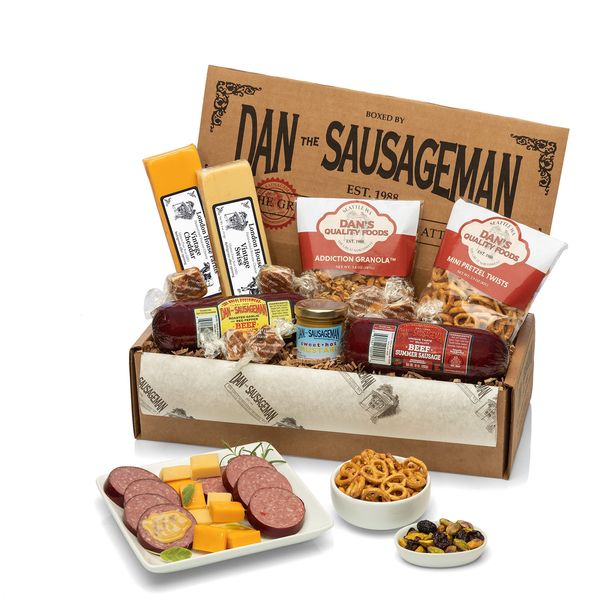 Dan the Sausageman's Mt. Rainier Gourmet Food Gift Basket -Featuring Dan's Summer Sausage, Wisconsin Cheeses, Specialty Sweet Hot Mustard, Charcuterie and Party Ready