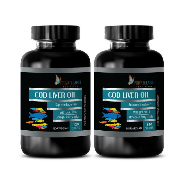 eye supplement organic - NORWEGIAN COD LIVER OIL - brain 240 Softgels 2 Bottles