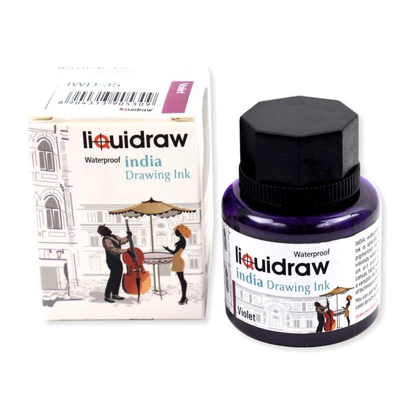 Liquidraw Coloured Drawing Ink India Ink, Waterproof 20 Assorted Colours, 35ml Indian Inks for Artists (Violet)