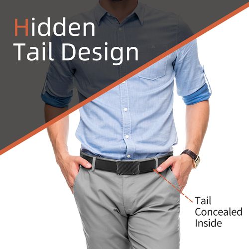 Zitahli Ratchet Belt for Men,Upgraded Tail Hidden Design mens belt Leather for Dress Pant Shirt Oxfords,Micro Adjustable 30"-36"