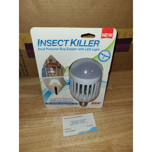 Pest Free Living PIC Insect Killer Bug Zapper + LED Light Bulb Brand New