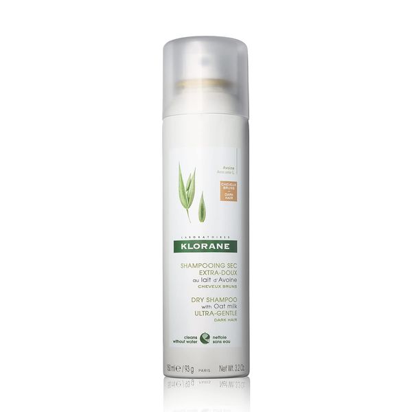 Klorane Dry Shampoo with Oat Milk, For Dark Hair, Natural Tint, All Hair Types, Paraben & Sulfate-Free, 3.2 oz.