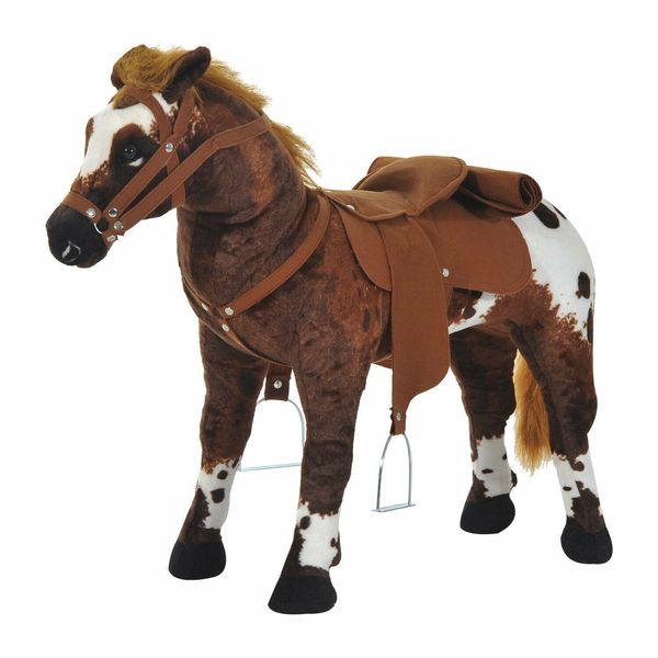 Kids Toy 24" Ride On Horse Plush Standing Pony Cowboy Gift for 3+ Boys Grils