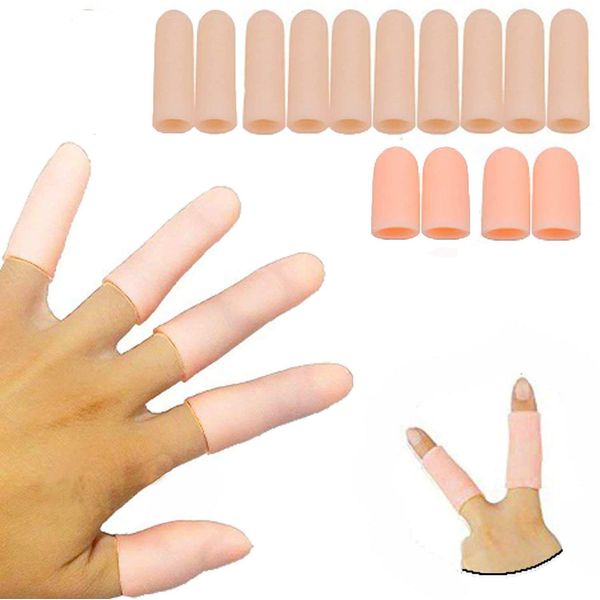 Mcvcoyh Finger Protectors, 14 Pcs Finger Cots, Gel Finger Sleeves to Protect Fingertips, Hand Eczema