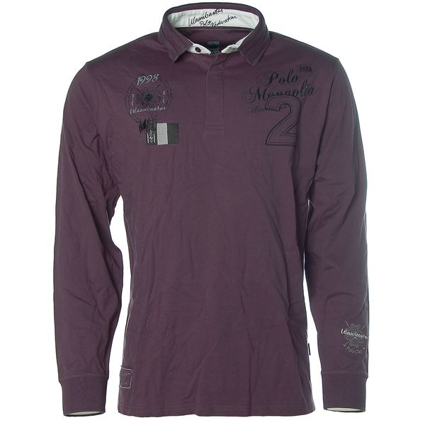 Kitaro Mens Polo Sweatshirt Long Sleeve Pullover Sizes Cotton, Plum1