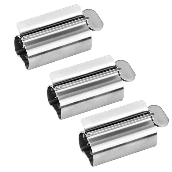 YOUTALLY Tube Squeezer Set of 3 Tube Squeezer Toothpaste Squeezer Toothpaste Squeezer 304 Stainless Steel Ointment Extruder Squeezer Holder Stand Wring Tube Products to Last Drop (Stainless Steel-3 Pack)