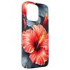 Hibiscus Abstract In Red And Blue Grey Case for iPhone 15 Pro Max