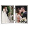 5x7 Hinged Double Cast Metal Picture Frames, Silver Rope Design
