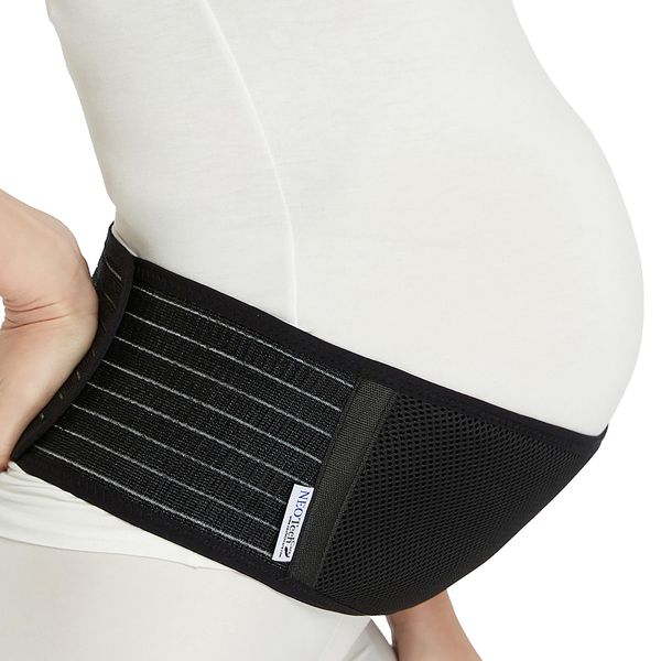 Neotech Care Adjustable Maternity Belt - Light and Breathable Pregnancy Belly Support Band for Pregnant Women (Black, Regular Size)