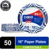 Dixie Ultra Compostable Paper Plates, 10 in, 50 Count, 3X Stronger, Multicolor,