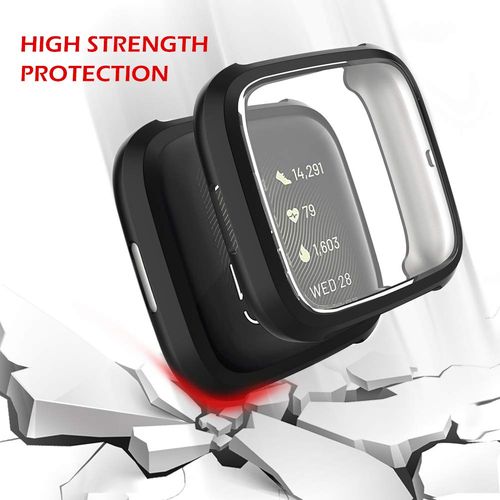 GHIJKL 3 Pack Screen Protector Compatible Fitbit Versa 2 Case, Ultra-Thin Slim Soft TPU Protective Case All-Around Full Cover Bumper Shell for Fitbit Versa 2 Smartwatch, Clear, Black, Green