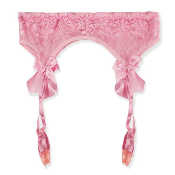 White Fang TT100 Women's Garter, Belt, Tights, Stockings, Underwear, Ribbon, Lace, Sexy, 03: Pink