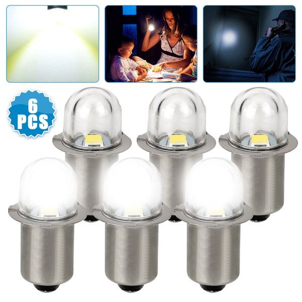 6Pcs P13.5S LED Flashlight Lights Torch Bulbs Upgrade DC 3V Replace White Lamp