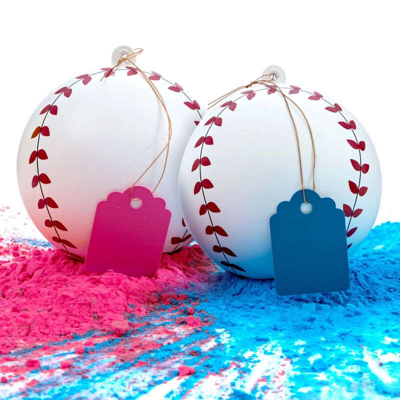 Gender Reveal Baseball Set - (1 Blue Ball, 1 Pink Ball) Exploding with ...