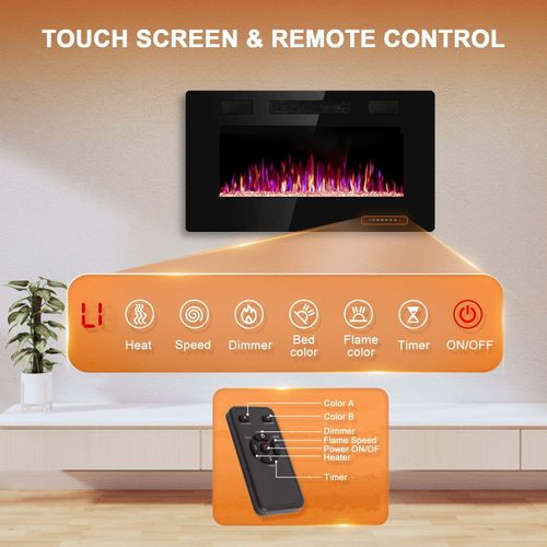 30“ Indoor Electric Fireplace, Wall Mounted Recessed Fireplace,Multiple Colors