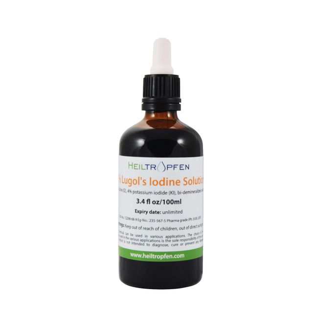 Lugols Iodine Solution | 3.4 Oz. - 100 ml | 6% Liquid Formulation | Made with 2% Iodine and 4% Potassium Iodide | Heiltropfen®