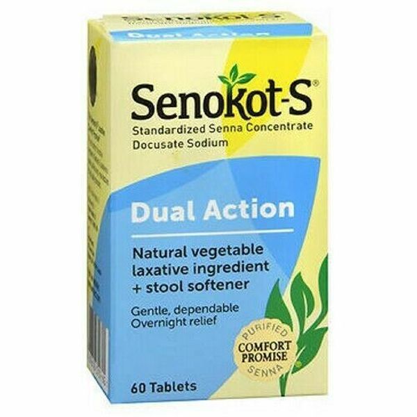 Senokot-S Natural Vegetable Laxative Ingredient Plus Stool Softener  60 tabs