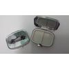 Triumph TR3A Roadster ref269 pewter effect emblem on travel silver rectangular metal pill box