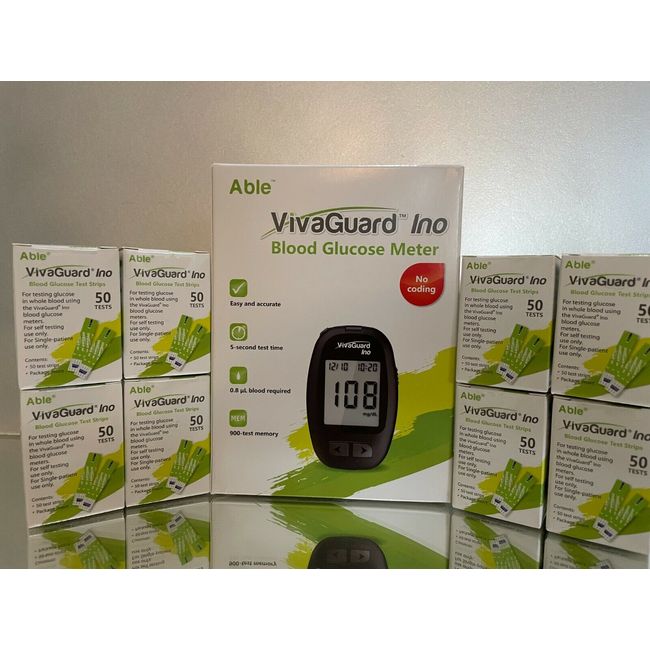 Viva Guard Diabetic Blood Glucose Test Strips QTY 400 EXP 09/2024 + Free Meter