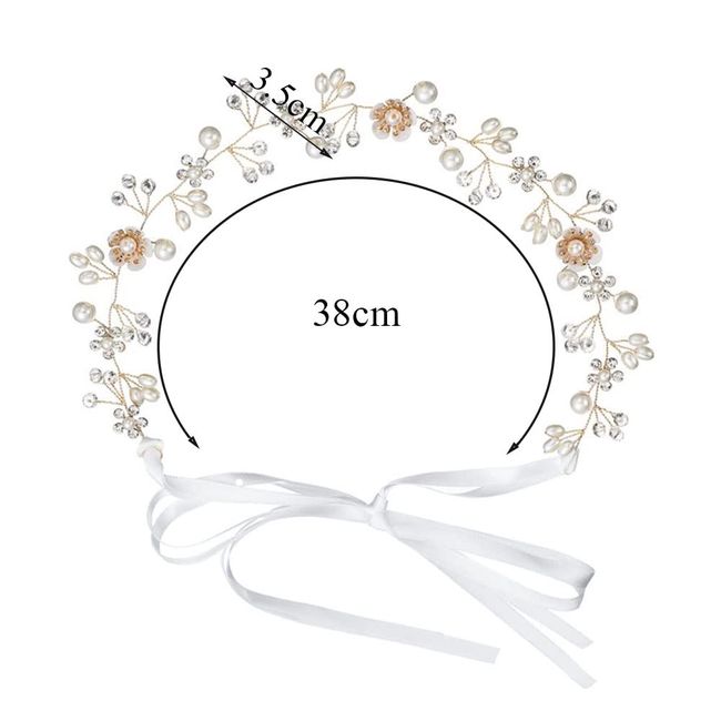 Niaciswe Haarband Braut Haarband Blumen Brautschmuck Haare Haardraht Haarschmuck Hochzeit Braut Haarschmuck Blumenkranz Haare Hochzeit Braut Perlen Strass Gold Blumen Haarband für Frauen und Mädchen