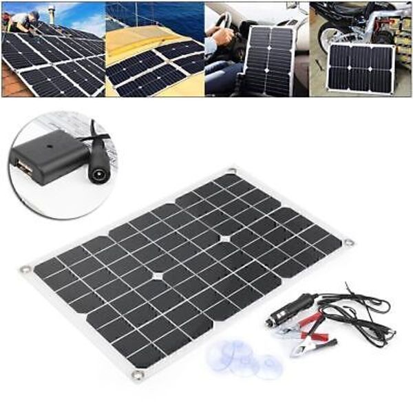 Mono Sunpower 18V 20W Flexible Solar Panel Battery Charger Motorhomes Boats Roof