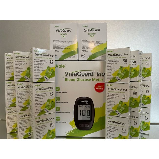 Viva Guard Diabetic Blood Glucose Test Strips QTY 1200 EXP 09/2024  + Free Meter