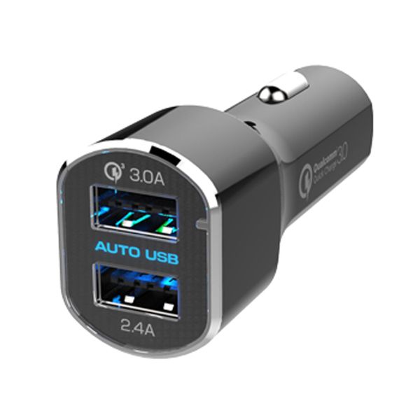 Kashimura NJ-554 DC-5.4A - Reversible USB 2 Ports, QC3, Auto Determination, USB Car Charger, Divider, Compatible with 12V/24V Vehicles