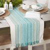 DII Everyday Collection Fringed Stripe Tabletop, Table Runner, 14x72, Teal