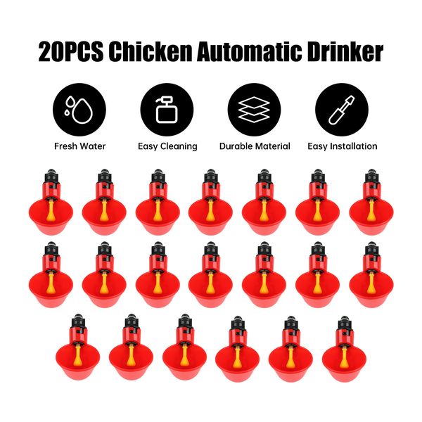 20PCS Automatic Water Cup Poultry Drinker Feeder Chicken Duck Hen Quail Drinking