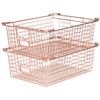 XXL Stackable Wire Baskets for Organizing Set of 2 Rose Gold Wire Storage
