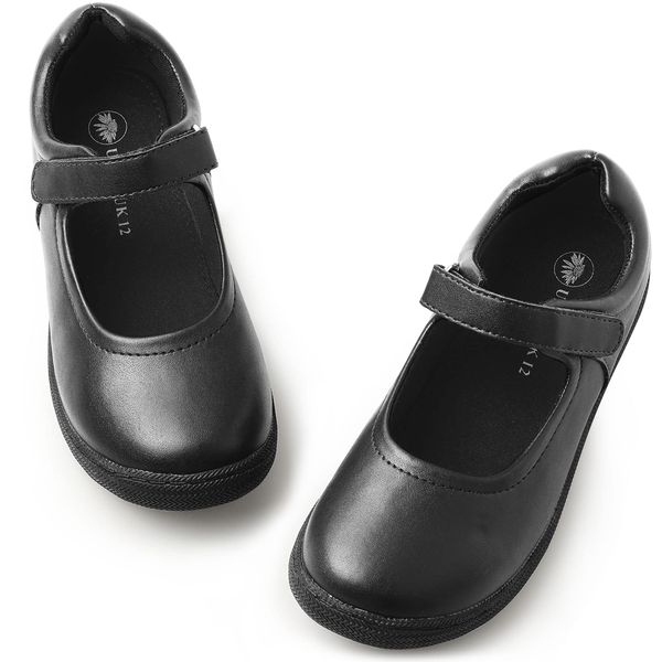 festooning Girls Mary Jane Shoes School Uniform Flats Cute Dress Shoes for Girls Wedding Back to School Black Size 3