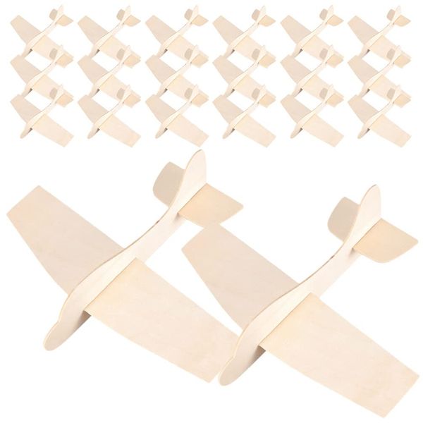 Kisangel 20pcs Blank Wood Aircraft Model Airplane Kit School Craft Assemble Airplane Toys Wooden Airplane Toys Wooden Plane Mini Puzzles for Kids Blank Plane Toy Do It Yourself Child Manual