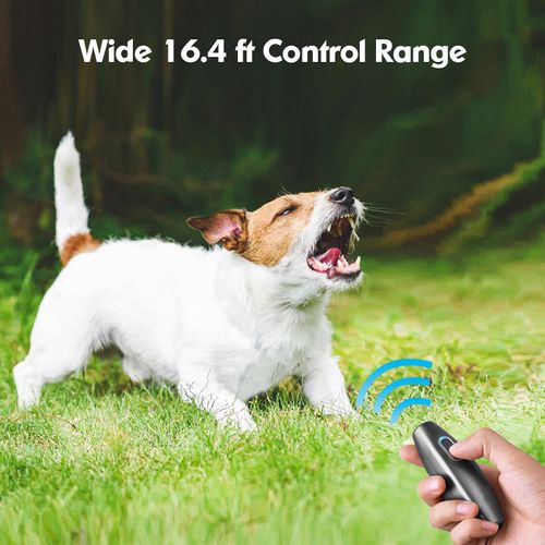 BONSO Bark Control Device 2-in-1 Anti Barking Device&Dog Training Tool, 16.4 Ft Large Control Range Sonic Bark Deterrents, Stop Bad Behavior Dog Silencer, Indoor&Outdoor Electronic Dog Whistle (Grey)