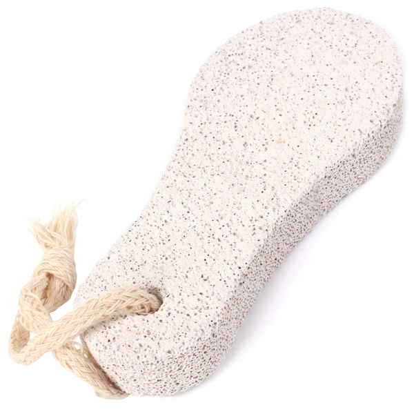 12.6cm Ergonomic Pumice Stone Buffer Block with Natural Hanging Storage Rope Exfoliate Dead, Dry Skin on Feet & Hands for Smoother, Brighter Skin