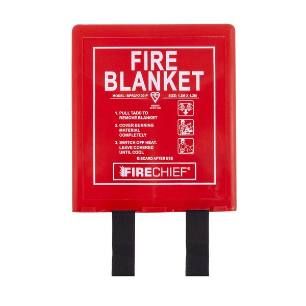 Firechief Bpr2/K100-P Fire Blanket, Rigid Case, 1.2 M x 1.2 M, Red