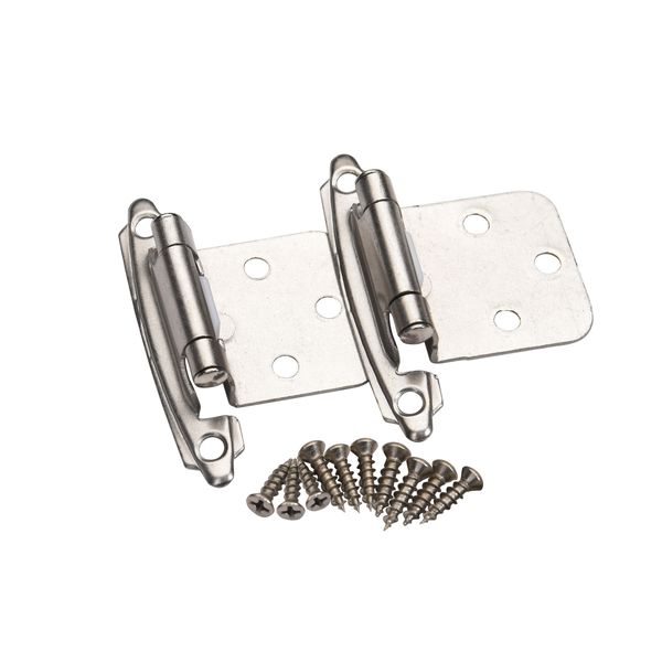 50 Pair Self Closing Cabinet Door Variable Overlay Hinges Satin Nickel 495-SN