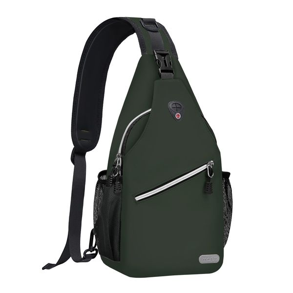 MOSISO Sling Backpack, Multipurpose Crossbody Shoulder Bag Travel Hiking Daypack, Midnight Green, Medium