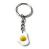 FizzyButton Gifts Fried Egg Charm Keyring Key Ring with Silver Tone Keychain