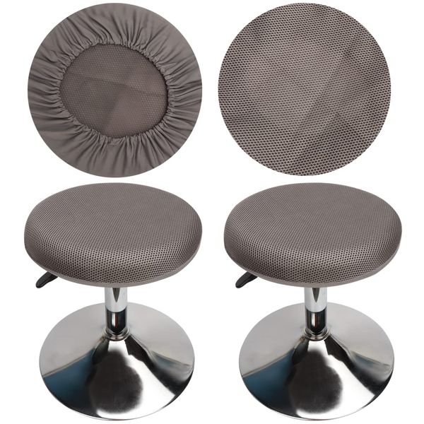 HuaLiSiJi Round Stool Covers Round Bar Stool Covers Grey, Washable Easy Care Mesh Breathable, for 12-15.7in/30-40cm Round Stool Diameter (2Pcs Grey)