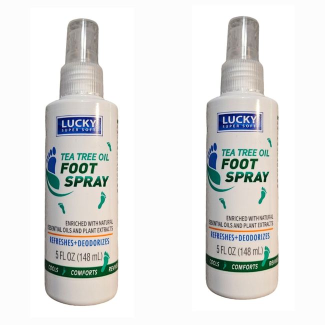 2 BOTTLES Of   Lucky Super Soft Tea Tree Oil Foot Spray 5 fl. oz.