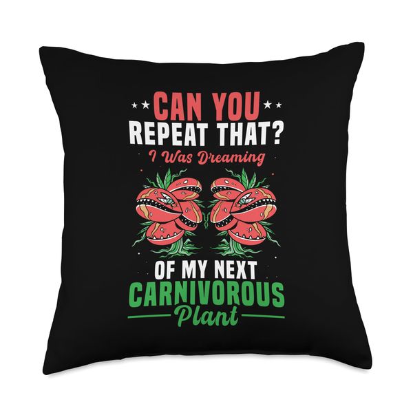 Venus Fly Trap Botanical Gardening Exotic Carnivorous Throw Pillow