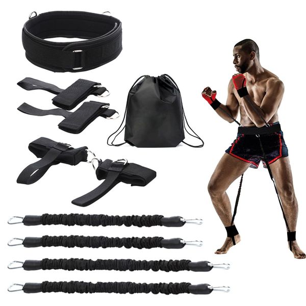 OYINDIZ Boxing Resistance Bands, Leg Strength and Agility Speed Resistance Bands Trainer Exercise Power Punch Pro for MMA, Karate Combat, Boxing Basketball Football Training Equipment