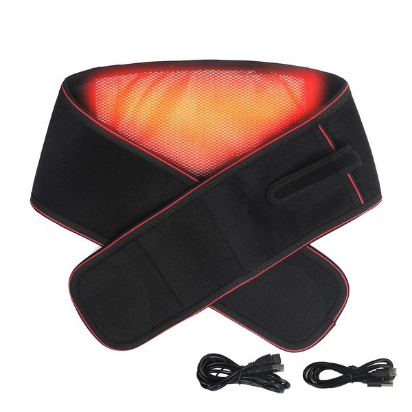 USB Heated Waist Belt with Vibration Massage, Electric Heating Wrap for Lower Back Pain & Menstrual Cramps & Lumbar Support, Adjustable Kidney Warmer Abdomen Warming Belt for Men Women