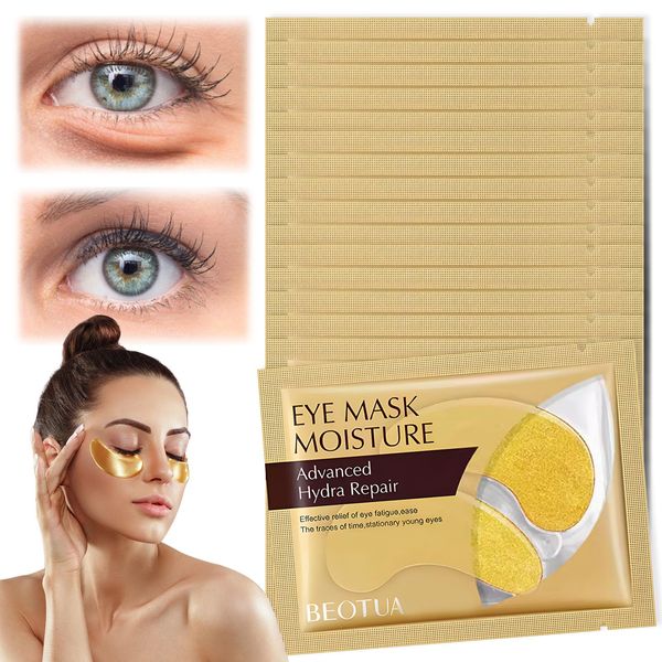 16 Paar Gold Under Eye Patches,feuchtigkeitsspendende Augenpads, die superweichen Augenpads, Kühlende und Erfrischende Augen Pads,Starke Feuchtigkeitsspendend für die Augenpartie