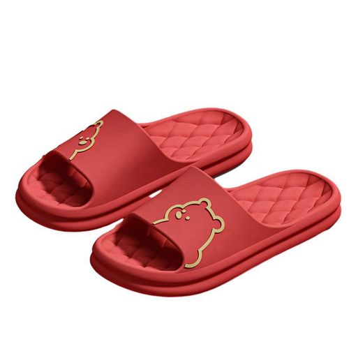 GUREITOJP Slippers, Room Shoes, Women's, Indoor Slippers, Couples, Korean, Stylish, Bear Pattern, Breathable, Durable, EVA, Silent, Anti-Slip, Casual, Soft, Comfortable, Summer Slippers, red