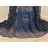 Navy  Silver 3D Fringe Beaded Sequins Embroidery Lace Fabric 50” Width 1 Yard